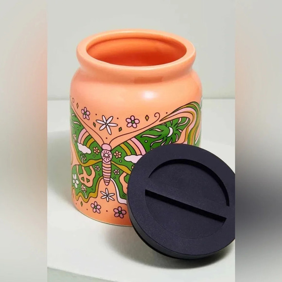 Retro Mushroom Butterfly Stash Jar (EB Exclusive), New - Picture 2 of 5